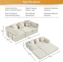 Convertible Sleeper Sofa Bed with Pillow, 4-in-1 Corduroy Folding Mattress Couch with Fixed-Shape Frame, Fold Out Floor Sofa Cama Lounge Couch for Living Room Bedroom Studio, Beige White by CozyNest Decor