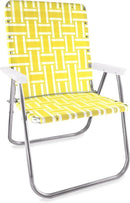 Lawn Chair USA Folding Aluminum Outdoor Patio Lawn Chair | Heavy-Duty Webbed Chairs for Camping, Sports, Beach, Yard & Tailgating | Lightweight Portable | Magnum - Yellow and White with White Arms by GreenHaven Gardens