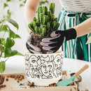Docrin Plant Pots Indoor with Drainage : 6.6+5.4 Inch Ceramic Flower Pots for Plants - Set of 2 Modern Decorative Face Planters for House/Office/Gift - /Black and White by GreenHaven Gardens