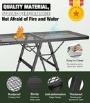 Foldable Grill Table with Mesh Desktop, 200lbs 4Ft Portable Folding Table, Height Adjustable Metal Table for Ourdoor, Camping, Picnic, BBQ and Beach, RV, 47.24" L x 23.62" W by GreenHaven Gardens