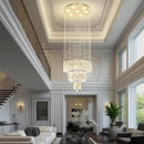 Flashing God D24''XH86'' Modern Foyer Chandelier for High Ceiling Raindrop Crystal Chandelier High Ceiling Pendant Light Fixture for Hallway Living Room (Gold Staircase Chandeliers) by CozyNest Decor
