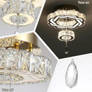 Flashing God 16 Inch Mini Chandelier Modern Crystal Chandeliers Light Semi Flush Mount Ceiling Light Fixture Small Gold Chandelier for Bedroom Hallway Kitchen Foyer by CozyNest Decor