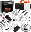Supernal 45pcs Blackstone Griddle Accessories Upgraded-Griddle Accessories Flat Top Grill Tools for Camp Chef Griddle Cover Salt and Pepper Shakers Grill Black Tools Set Enlarged Spatula Gift Set by GreenHaven Gardens