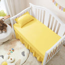 Horbaunal 2 Pack Set Crib Skirt & Crib Bed Sheet, Yellow Crib Bed Skirt 28" x 52" with 14" Drop Dust Ruffle, Soft Microfiber Toddler Bedskirt Nursery Bedding Skirt for Baby Girls and Boys by TinyTreasures Baby Boutique