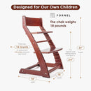 FORNEL Adjustable High Chair in Dark Walnut Finish | The Forever Chair That Grows from Toddler to Adult | Premium Solid Wood Construction by TinyTreasures Baby Boutique