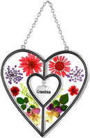 KY&BOSAM Suncatcher Stained Glass Grandma Heart Gifts for Women Mother`s Day Grandma Gift Gifts for Grandma from Daughter Son Indoor Decor Yard Decor for Mother Day Christmas Birthday Gift by GreenHaven Gardens