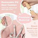 BABY JOY Baby High Chair, 6 in 1 Convertible Wooden High Chair for Babies & Toddlers with Adjustable Legs, Double Removable Tray, Safety Harness & Waterproof PU Cushion (Pink) by TinyTreasures Baby Boutique