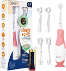 Toddler Electric Toothbrush, Soft Bristles, Colorful LED Light for Easy Checkups, Makes Brushing Fun, 2-Minute Timer for Proper Brushing, Cute Design, IPX7 Waterproof, Includes AAA Battery (Pink) by TinyTreasures Baby Boutique