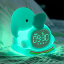 Alarm Clock for Kids with Night Light, Sleep Training Clock Time to Wake Clock, Rechargeable Silicone Light for Bedroom, Perfect Sleep Companion for Boys Girls, Green Elephant by TinyTreasures Baby Boutique