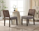 Kmax Farmhouse Dining Chairs Set of 6, Rustic Kitchen Chairs with Linen Fabric Seat and Woven Back, Vintage Accent Chairs for Dining Room, Living Room, Grey by CozyNest Decor