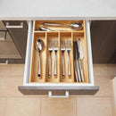 Umilife Bamboo Kitchen Drawer Organizer, 11 Inch Silverware Utensils Tray Holder with Grooved Dividers, 2.4" High Wood Caddy for Flatware Cutlery Knives by CozyNest Decor