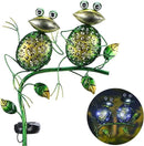 Afirst Solar Lights Outdoor Decorative Metal Sitting Frogs Hollow Out White LED Metal Waterproof Garden Stake Lights for Walkway Pathway Lawn Patio Yard Decorations by CozyNest Decor