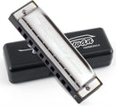 SWAN Blues Harmonica C Key for Kids Adults, 10 Hole Diatonic Harmonica Key of C, Metal Blues Harp for Beginners Students, Mouth Organ in Case, Silver by TinyTreasures Baby Boutique