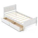 Twin Size Sleigh Bed with 2 Storage Drawers Wood Platform Bed Frame by LJGDeals