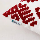 HWY 50 Red Decorative Throw Pillow Covers 18x18 Inch, Pack of 2 Embroidered Cotton Farmhouse Cushion Cover Pillow Case for Sofa Couch Living Room Bed Bedroon, Diamond Design by CozyNest Decor