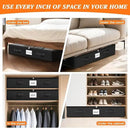 SpaceWhisper 90L Under Bed Storage Containers, 4-Pack Storage Bins with Clear Top, Foldable Closet Organizers and Storage with Label Holder for Clothing, Blankets, Comforter & Pillows(Black) by CozyNest Decor