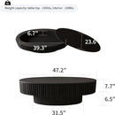 47.2''Oval Coffee Table with Storage, Mid Century Modern Fluted Drum Center Tables with Lid, Solid Wood Side Pedestal Coffee Table Tea Table for Living Room, Bedroom, Apartment-Black by CozyNest Decor