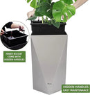Dexceder 20 Inches Tall Self Watering Planter Diamond Metallic Matte Indoor Outdoor, Thickened Rhombus Large Floor Standing Flower Plant Pot with Water Level Indicator (Gray) by CozyNest Decor