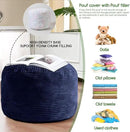 HIGOGOGO Round Stuffed Pouf Ottoman, Corduroy Poufs with Foam Chunk Filling, Furry and Fluffy Pouf Foot Stool Storage Ottoman, 20 X 15 Floor Poufs Foot Rest for Living Room, Navy by CozyNest Decor