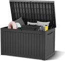 NUNU LAB 230 Gallon Large Resin Deck Box, Waterproof Outdoor Storage Box, Lockable Storage Bin for Patio Furniture, Garden Tools, Pool Accessories, UV-Resistant & All-Weather, Black by GreenHaven Gardens