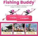 DaddyGoFish Kids Fishing Pole - Rod Reel Combo Tackle Box Starter Set - First Year Small Gear Kit for Boys Girls Toddler Youth Age Beginner Little Children by TinyTreasures Baby Boutique