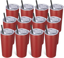 VEGOND 20oz Tumbler Bulk with Lid and Straw 12 Pack, Stainless Steel Vacuum Insulated Tumbler, Double Wall Coffee Cup Travel Mug, Red by TinyTreasures Baby Boutique