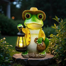 Solar Garden Outdoor Frog Statue 10 inches Tall - with Handheld Lanterns - Detachable - Patio, Balcony, Shelf, Tabletop, Lawn Decoration - Unique Housewarming, Birthday, Thanksgiving, Mom Gifts by CozyNest Decor
