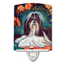 Autumn Leaves Shih Tzu Ceramic Night Light Compact, UL-Certified, Ideal for Bedroom, Bathroom, Nursery, Hallway, Kitchen, 6x4x3, Multicolor