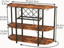 Wine Cabinet Bar Cart Table with Power Socket and LED Light, Three Tiers Coffee Bar Table Wine Rack Liqour Bar with Large Storage for Home Kitchen (Retro Brown) by CozyNest Decor