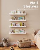 Nursery Book Shelves, 4-Pack White Floating Shelves for Wall Kids, Scalloped Shelves, Wall Book Shelves for Bedroom Kids, Toddler Room, Baby Room, Nursery Decor by TinyTreasures Baby Boutique