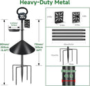 Smart Bird Feeder Pole with Squirrel Baffle & Bath-Heavy Duty Adjustable 3-6.6ft Universal Stand Mount for Backyard&Outdoor Bird Houses/Cameras (80'Pole-Baffle-Bath)