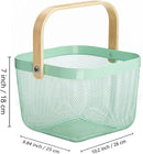Metal Mesh Steel Basket, Storage Organizer Basket Multi-functional Hanging Kitchen Baskets Fruit Basket with Wooden Handle for Kitchen Bathroom Picnic Shopping Decor Cabinet Home, Macaron Blue by GreenHaven Gardens