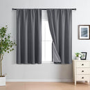 XWZO 100% Blackout Curtains 45 Inches Long with Tiebacks- Privacy Protection & Noise Blocking Rod Pocket Window Draperies with Black Liner for Bedroom/Living Room, Dark Grey, W52 x L45, Set of 2 by TinyTreasures Baby Boutique