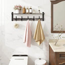 Homode Coat Rack Wall Mount with Shelf, 29 Inch Wood Wall Shelf with Hooks, Entryway Coat Hanger Wall Mount with 5 Hangers for Bathroom, Bedroom, Living Room, Grey by CozyNest Decor