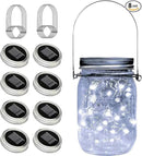 8 Pack Fairy Star Firefly Jar Lids Lights,Solar Fairy String Lids Lights（No Jars）,Waterproof Lantern Mason String Solar Lights with Hangers for Regular Mouth Jars Christmas Gifts(Cold White) by CozyNest Decor