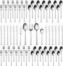 Alata Cube 65-Piece Forged Stainless Steel Flatware Set Cutlery Set with Utensil-Serving Set, Silverware Set Service for 12, Mirror Finish, Dishwasher Safe by CozyNest Decor