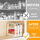 SpaceAid Bamboo Pull Out Spice Rack Organizer for Cabinet, Heavy Duty Slide Out Seasoning Kitchen Pantry Sliding Vertical Organization, 7.6" Wide, 3 Drawers(2" Wide), 2-Tier, White by CozyNest Decor
