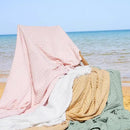 PHF Cooling Waffle Blanket Queen Size, Lightweight 60% Rayon Derived from Bamboo & 40% Cotton Breathable Blanket for Hot Sleepers, Soft and Luxury for Bed Couch and Sofa, 90"x90", Pink by CozyNest Decor