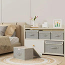 Storage Boxes, Collapsible Storage Bins with Lids, Cotton and linen cloth Storage Baskets with Handle, for Books, Closet, Bedroom, Home, 10.2x7.9x6.7 in, Grey by CozyNest Decor