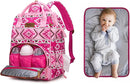 Wrangler Aztec Backpack Multifunction Baby Travel Bag with Changing Pad, Stroller Straps and Pacifier Case WG2204-91103PK by TinyTreasures Baby Boutique