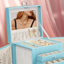 5-Layer Jewelry Box with 4 Drawers, Huge Portable Jewelry Organizer with Lock and Mirror for Women, for Necklace Ring Earring Bracelet Storage, Lockable Jewelry Case, Blue by TinyTreasures Baby Boutique