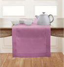 Solino Home Linen Table Runner 120 Inches Long - Classic Hemstitch 100% Pure Linen Violet Dining Table Runner 14 x 120 Inch for Halloween by CozyNest Decor