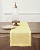 Solino Home Linen Yellow Table Runner 120 Inches Long - 100% Pure Linen Hemstitch 14 x 120 Inch Table Runner for Dining - Classic Hemstitch by CozyNest Decor