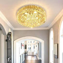 Modern Crystal Chandeliers for Dining Room LED Light Fixture Close to Ceiling Chandelier Flush Mount Ceiling Light Dimmable Lamp with Remote for Living Room Bedroom Hallway by CozyNest Decor