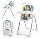 KÜB 3-in-1 Foldable Baby High Chair, 7 Height & 4 Recline Adjustable Seat & Tray for Easy Clean, 2 Locking Wheels, Multifunctional Infant High Chairs for Babies and Toddlers (Blue, with Toys) by TinyTreasures Baby Boutique