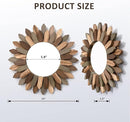 Honiway Boho Wall Decor 12 inch Decorative Mirror with Rustic Wood Sunburst Frame, Perfect for Bedroom, Living Room, Bathroom, Kitchen by CozyNest Decor