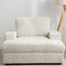 Oversized Chaise Lounge Indoor Rabbit Fur Sofa Bed With Storage Ottoman And Armrests Cup Holders With Deep Seat by Unique Piece Furniture