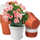 homenote Plant Pots,6 Inch Flower Pots for Plants Plastic Planters for Indoor with Multiple Drainage Holes and Trays, for All Home Garden Flowers Succulents,Outdoor(White&Red,16 Pack) by CozyNest Decor
