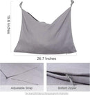 Hanging Linen Laundry Bag, 100% Pure Flax Linen Over The Door Hamper with Bottom Zipper for Laundry Room, Household Dirty Cloth Storage Organizer Bag, Gray by CozyNest Decor