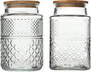 Large Glass Storage Jar, 2 Pack 60 FL OZ Glass Food Storage Containers with Bamboo Lid, Kitchen Containers Cereal Canisters Decorative Jar for Candy Snack Cookies Coffee Tea Nuts Airtight Glass Jars by CozyNest Decor